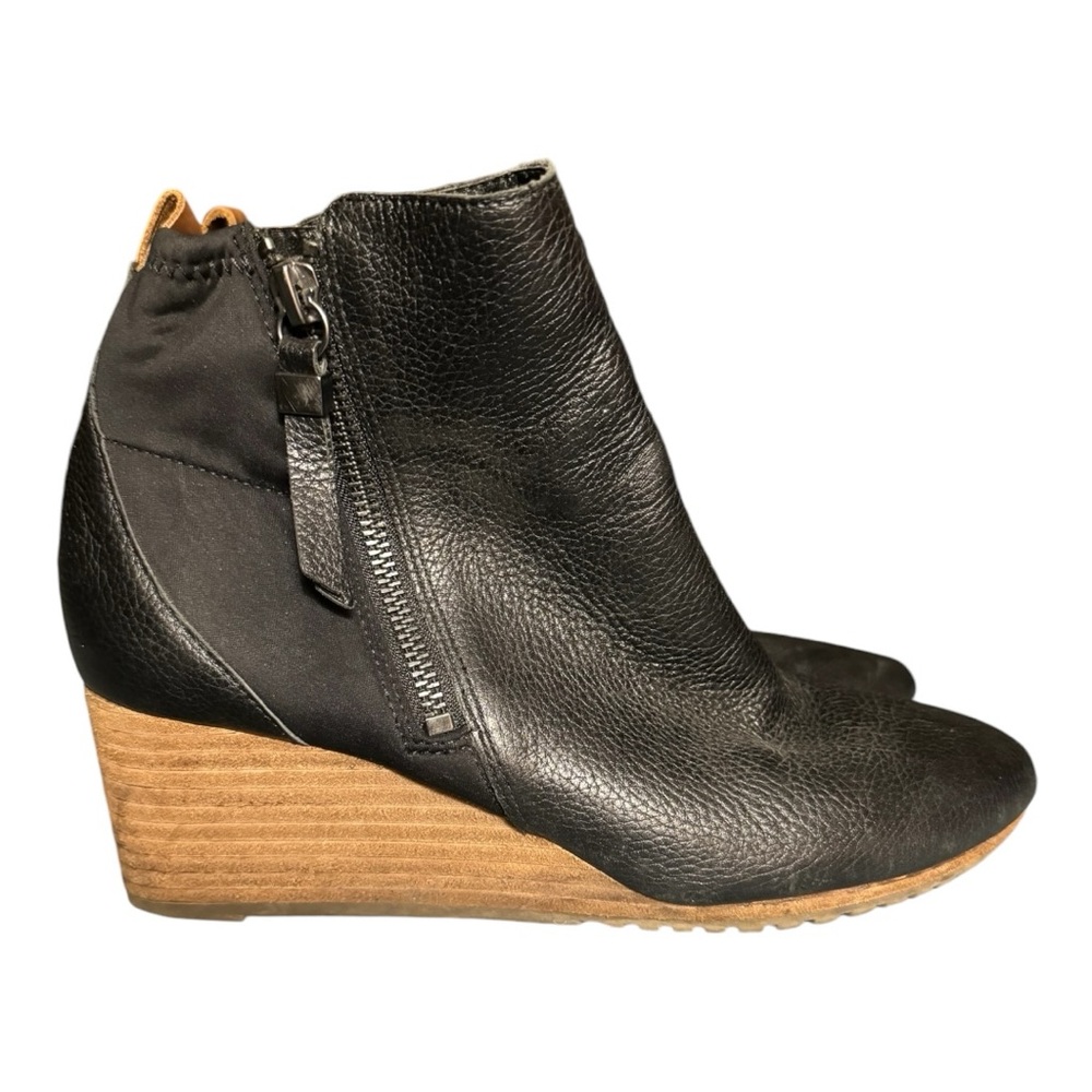 Dr. Scholl's Original Collection Countdown Black Leather Wedge‎ Ankle Boots 8.5M